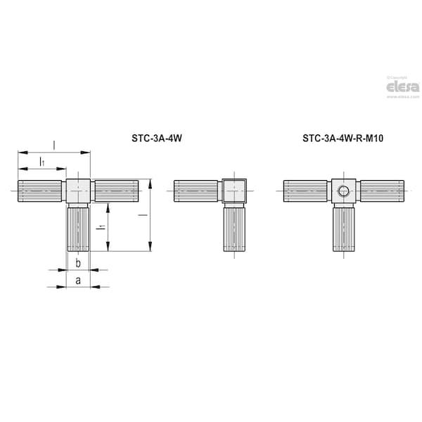 Tridimensional Four-way Connector, STC.25-3A-4W-R-SST-C33